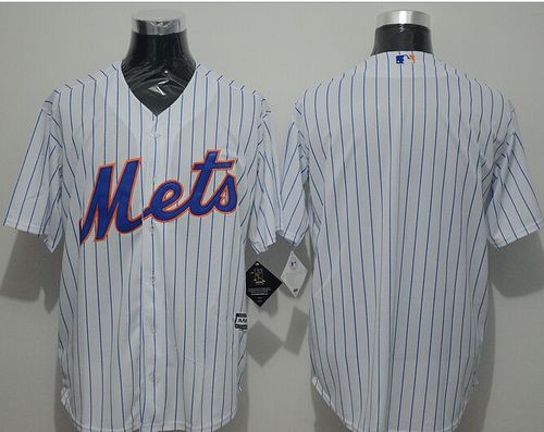 Mets Blank White(Blue Strip) New Cool Base Stitched MLB Jersey - Click Image to Close